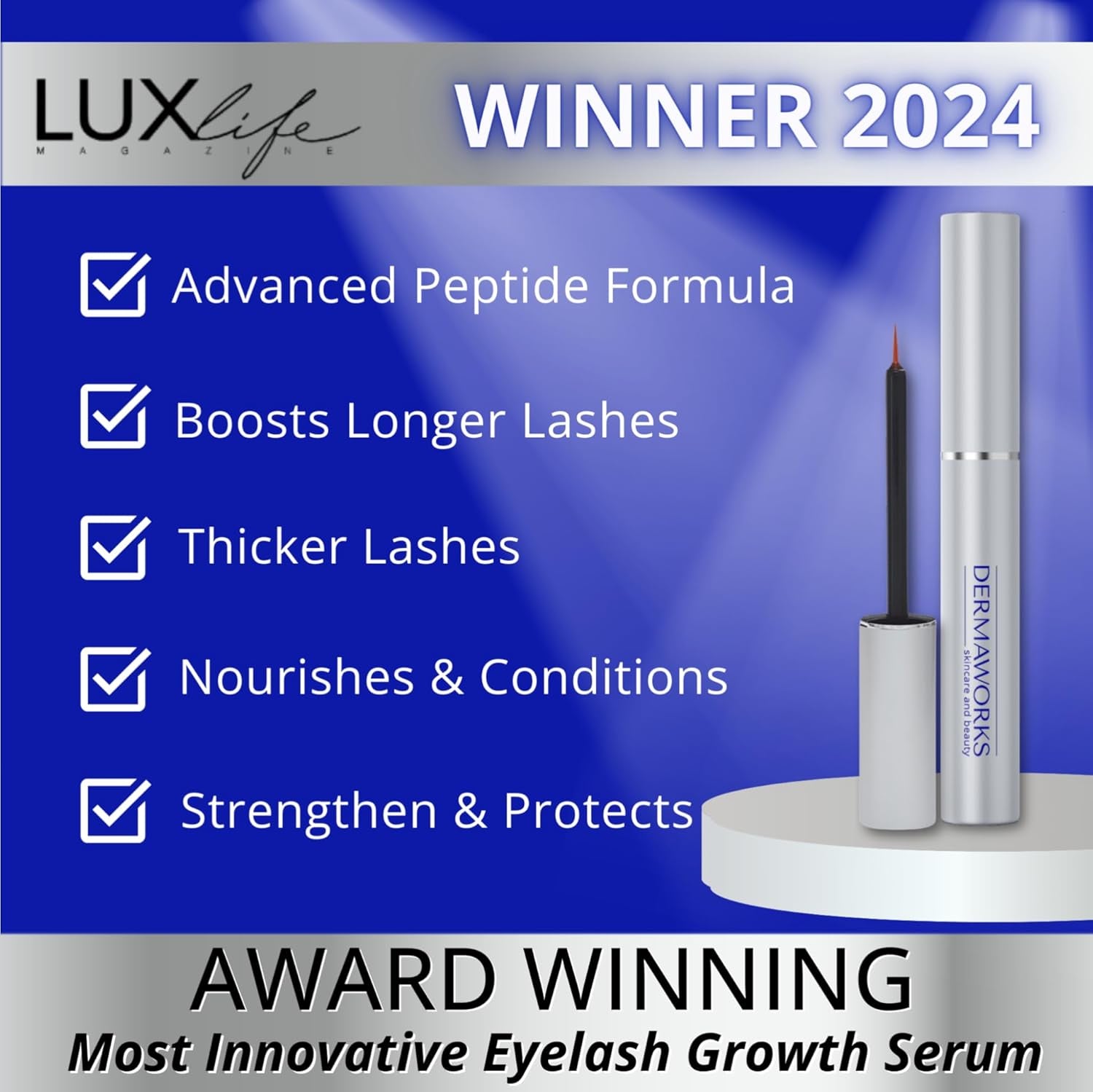 SPECTACULASH Lash Serum 8 Ml | Eyelash Growth Serum for Eyelash Growth & Thickness | Free of Prostaglandins, Safe for Sensitive Eyes | Peptide Formula Long Lashes | 6 Months Treatment